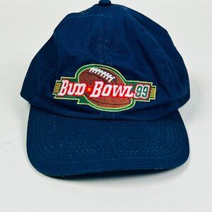 Vintage Bud Bowl 99 Vintage Navy Adjustable Baseball Cap USA Man Cave Decor